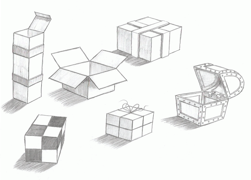 Beginner Drawing Lessons - How to Draw Boxes - Drawings Based on Boxes